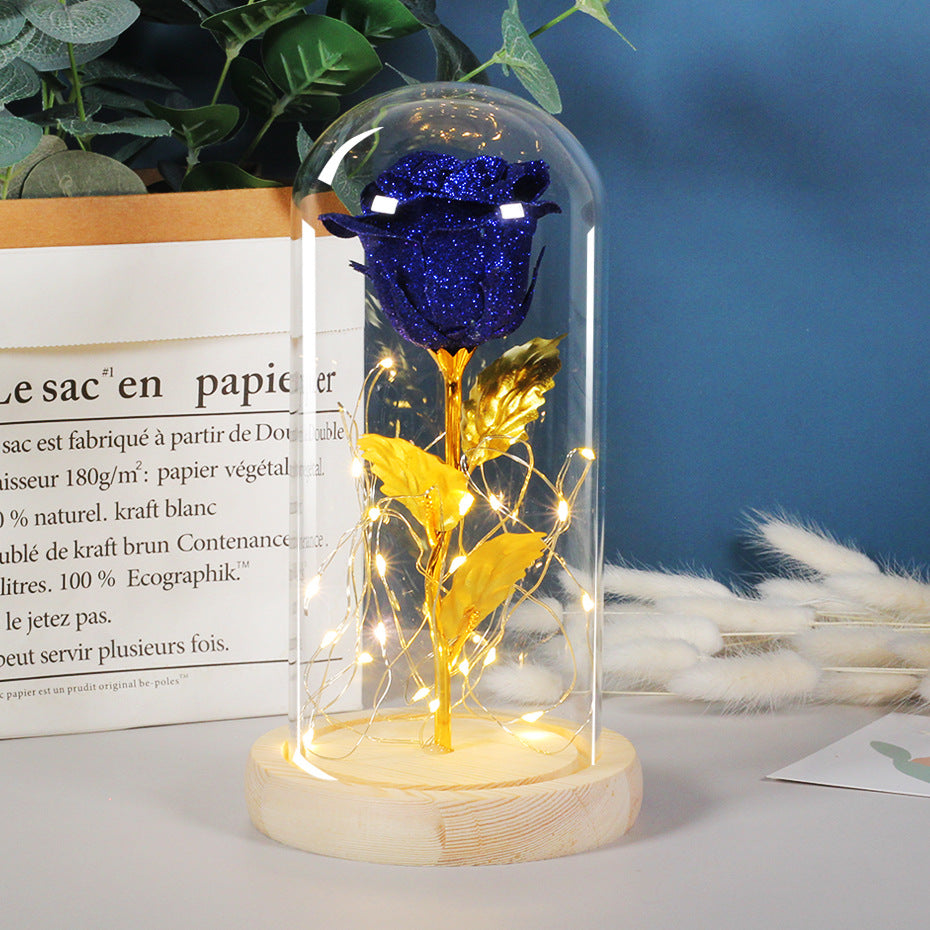 Eternal Rose Flowers LED Light In Glass Cover Gift