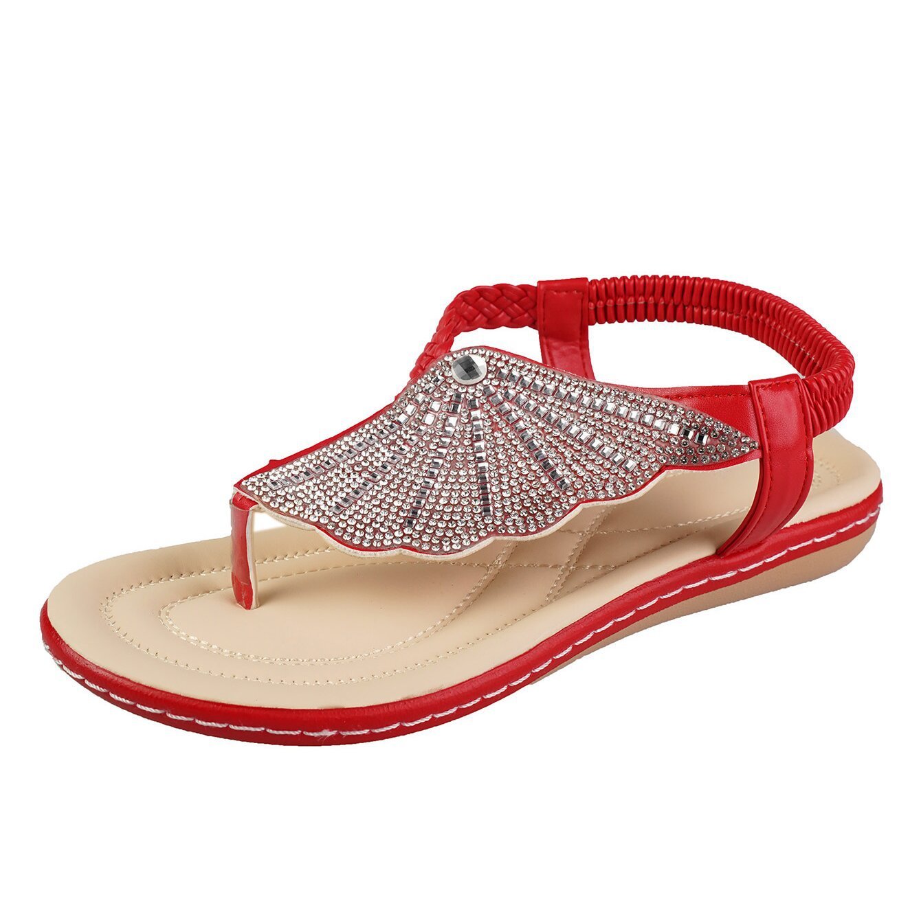 New Rhinestone Shell Flip-Flops Sandals Summer Beach Slippers