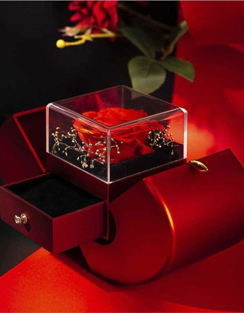 Load image into Gallery viewer, Fashion Jewelry Box Red Apple Christmas Gift Necklace Eternal Rose For Girl Mother&#39;s Day Valentine&#39;s Day Gifts With Artificial Flower Rose Flower Jewelry Box
