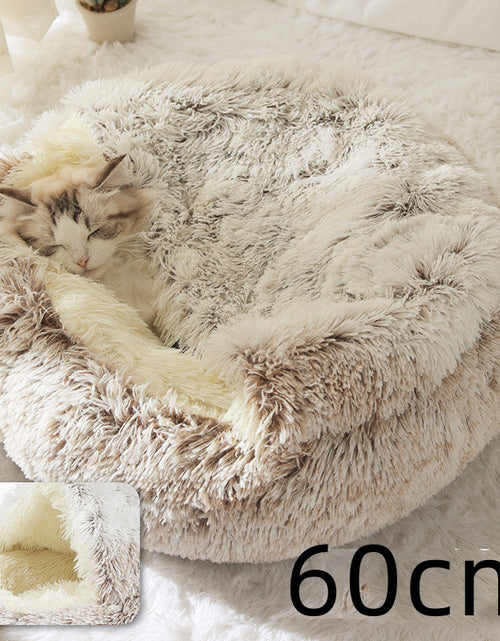 Load image into Gallery viewer, 2 In 1 Dog And Cat Bed Pet Winter Bed Round Plush Warm Bed House Soft Long Plush Pets Bed
