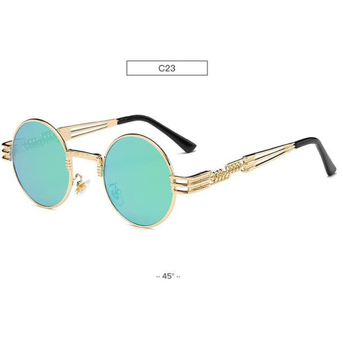 Load image into Gallery viewer, Gold Metal Fashion John Lennon Round Sunglasses Steampunk Sunglasses Mens Womens Retro Vintage Coating Mirrored Eyewear Shades
