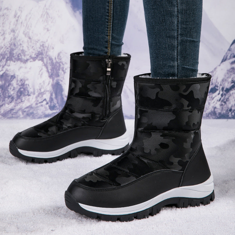 Winter Snow Boots For Women Outdoor Thickened High-top Plus Velvet Shoes Fashion