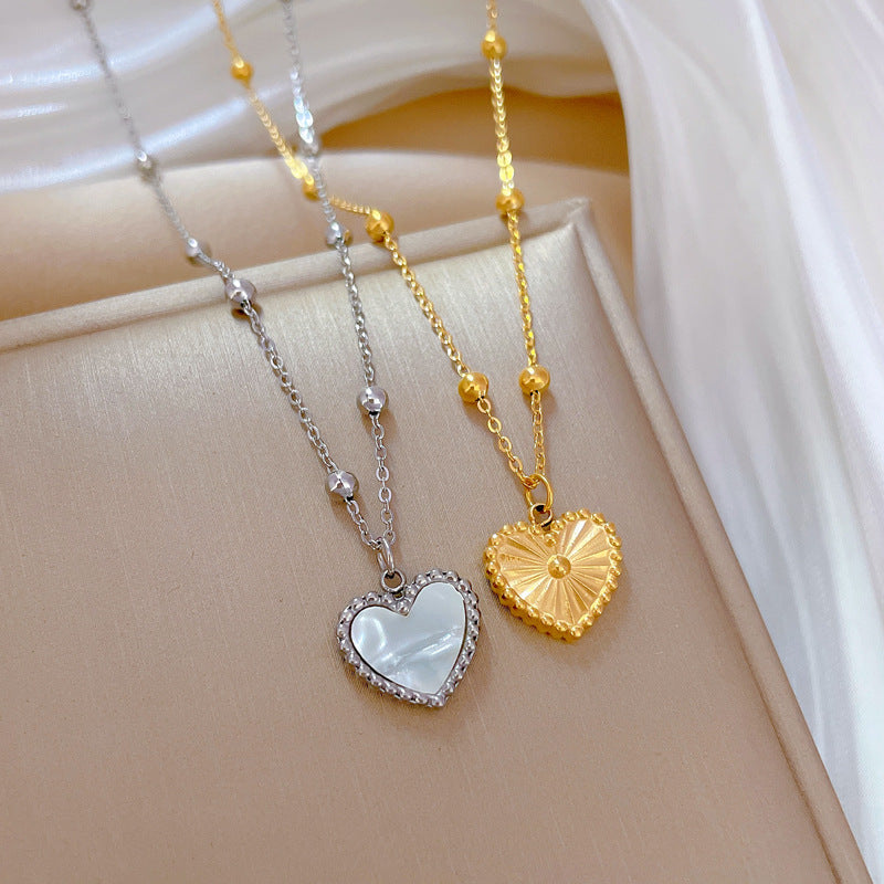 Heart-Shape Love Necklace For Valentines Day Temperamental Personality Minimalist Stove Real Gold Necklace Female