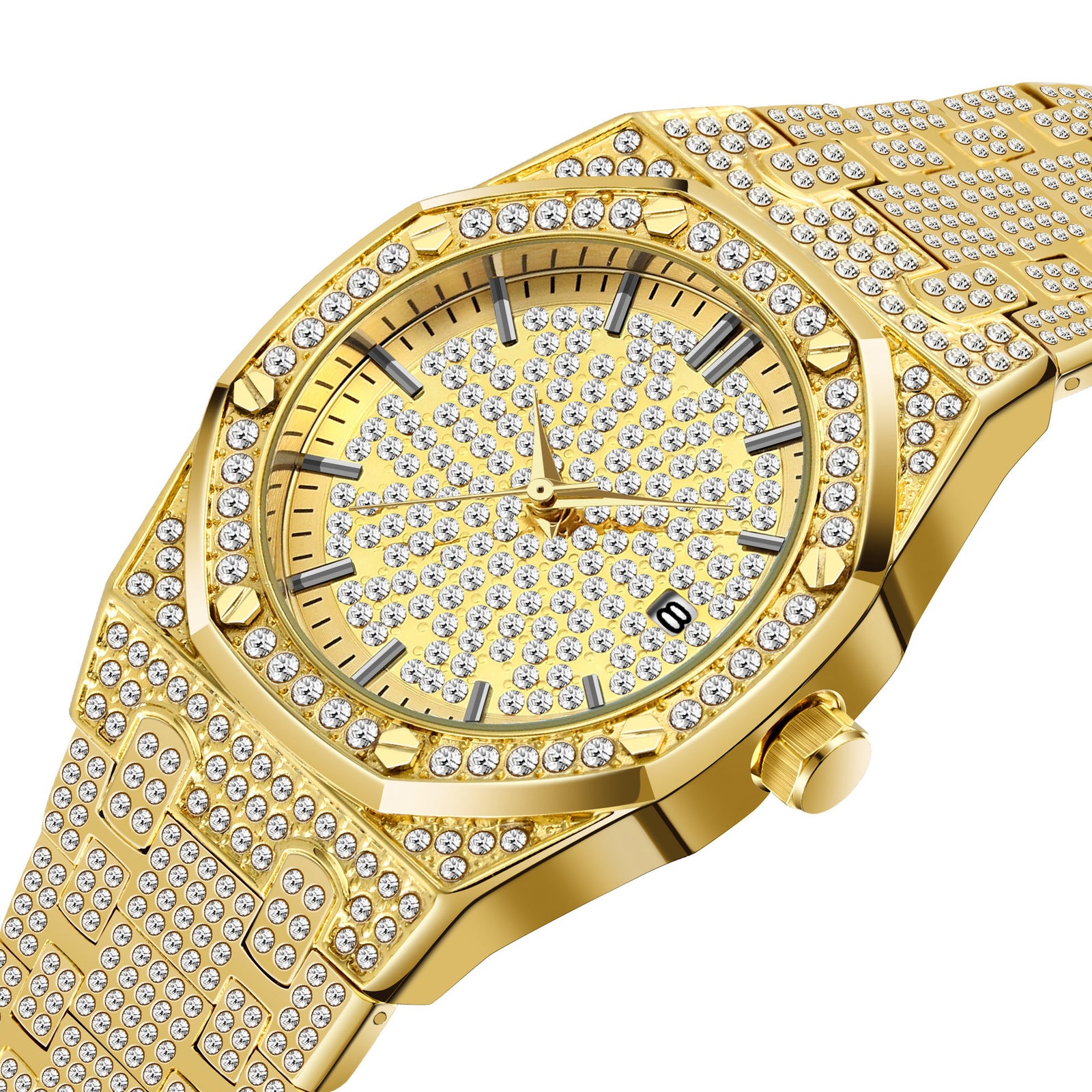 Hip Hop Calendar Starry Diamond-Embedded Watch