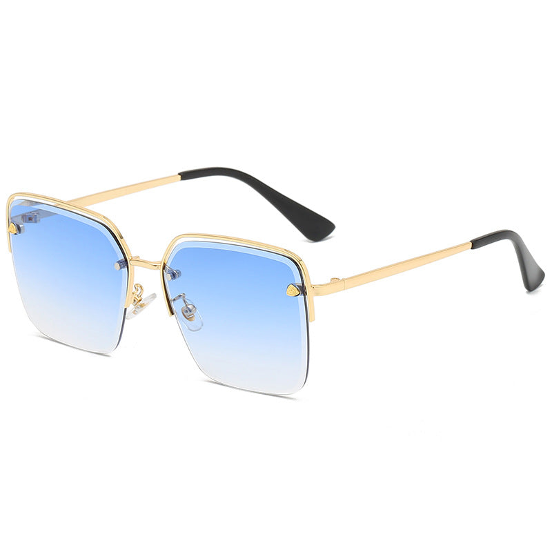 Personality Trend Sunglasses Summer Half Metal Frame Two-Colour Gradient PC Lens Fashion Glasses