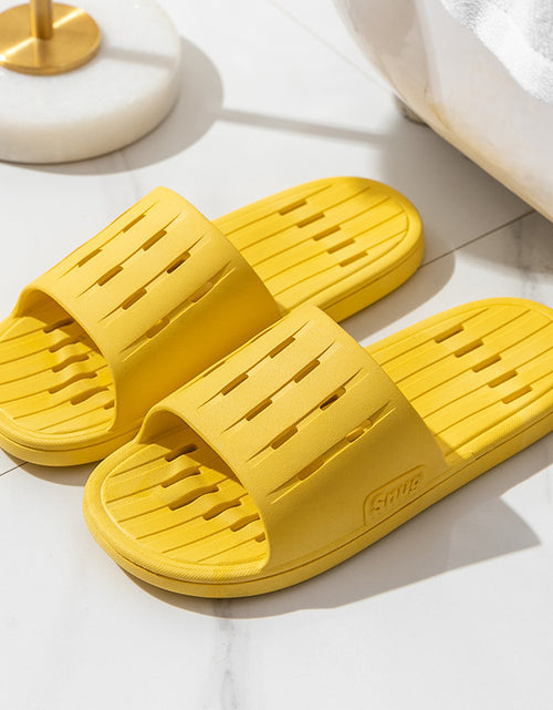 Load image into Gallery viewer, Anti-slip Striped Texture Hollow Design Slippers Women Floor Bathroom House Shoes Summer Indoor Home Slipper Couple
