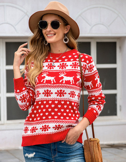 Load image into Gallery viewer, Christmas Sweater Snowflake Pullover Women
