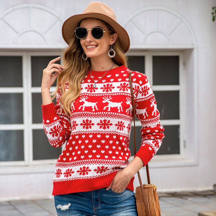 Christmas Sweater Snowflake Pullover Women