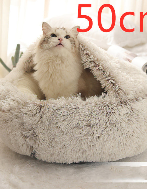 Load image into Gallery viewer, 2 In 1 Dog And Cat Bed Pet Winter Bed Round Plush Warm Bed House Soft Long Plush Pets Bed
