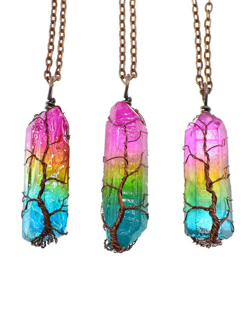 Load image into Gallery viewer, Hot Selling Stone Crystal Pillar Tree Of Life Pendant
