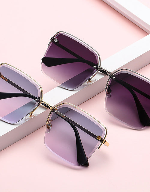 Load image into Gallery viewer, Personality Trend Sunglasses Summer Half Metal Frame Two-Colour Gradient PC Lens Fashion Glasses
