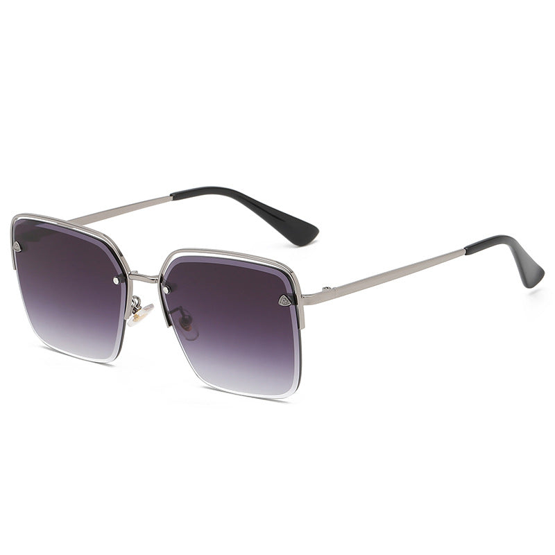 Personality Trend Sunglasses Summer Half Metal Frame Two-Colour Gradient PC Lens Fashion Glasses