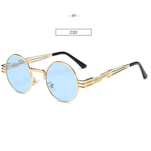 Load image into Gallery viewer, Gold Metal Fashion John Lennon Round Sunglasses Steampunk Sunglasses Mens Womens Retro Vintage Coating Mirrored Eyewear Shades
