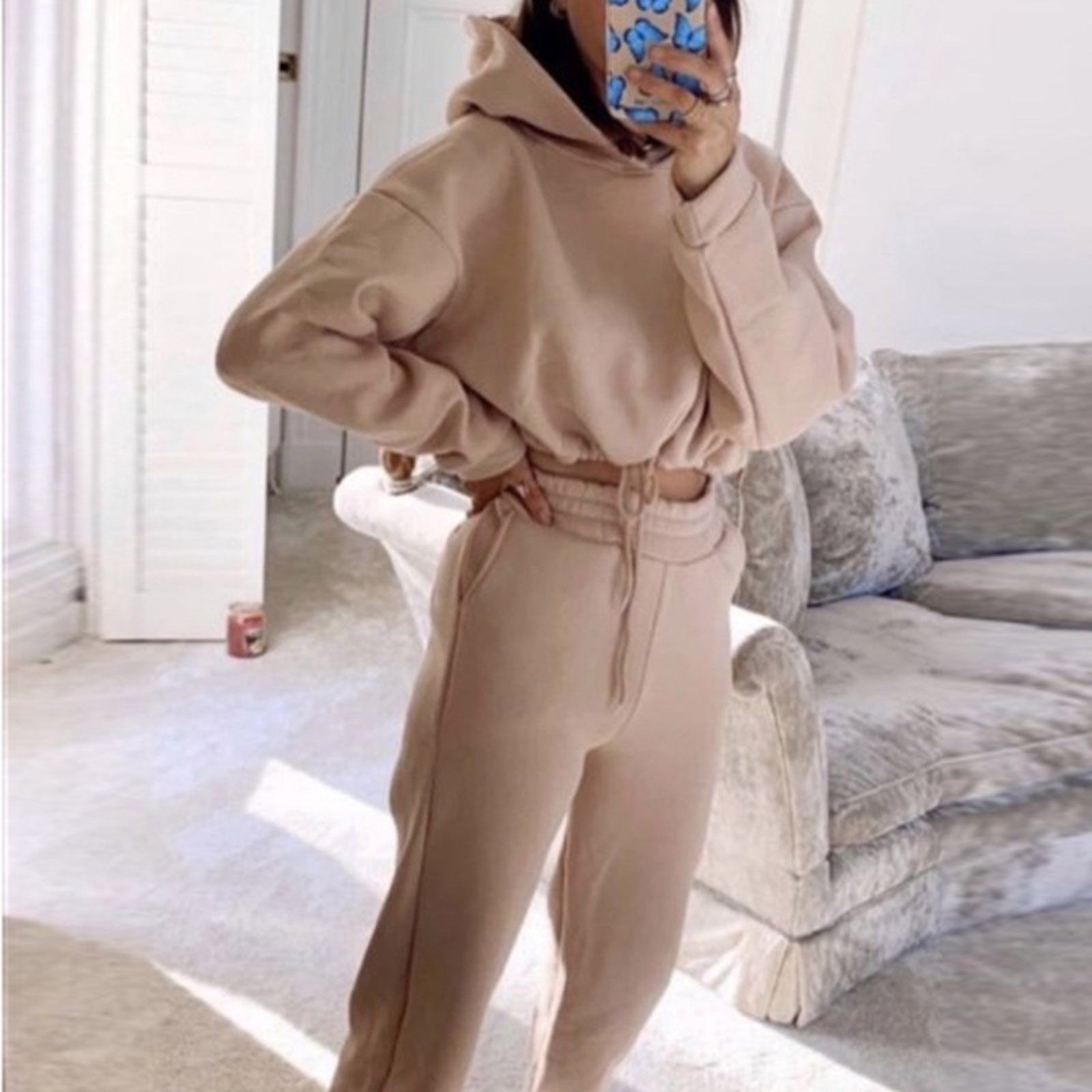 Jogging Suits For Women 2 Piece Sweatsuits Tracksuits Sexy Long Sleeve Hoodie Casual Fitness Sportswear