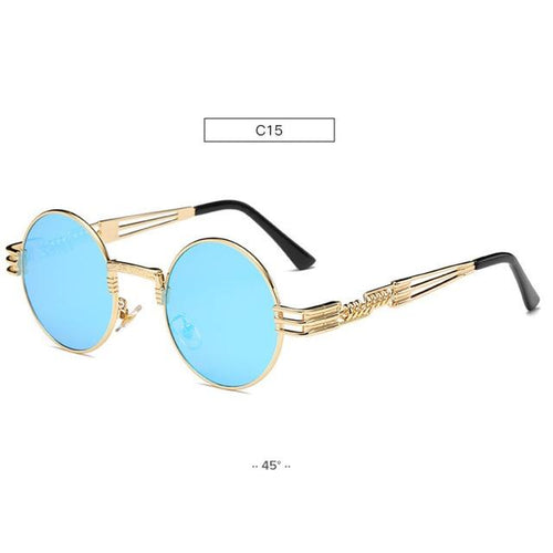 Load image into Gallery viewer, Gold Metal Fashion John Lennon Round Sunglasses Steampunk Sunglasses Mens Womens Retro Vintage Coating Mirrored Eyewear Shades
