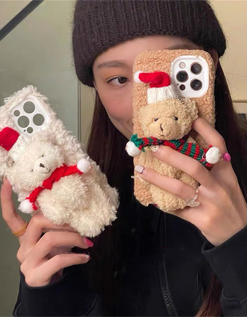 Load image into Gallery viewer, Christmas Bear Plush Mobile Phone Case
