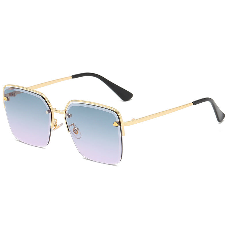 Personality Trend Sunglasses Summer Half Metal Frame Two-Colour Gradient PC Lens Fashion Glasses