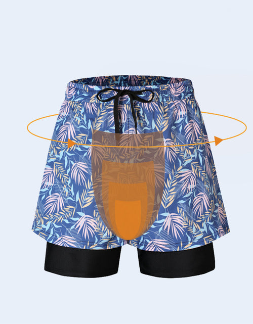 Load image into Gallery viewer, Loose Swimming Trunks Summer Printed Double Layer Beach Shorts
