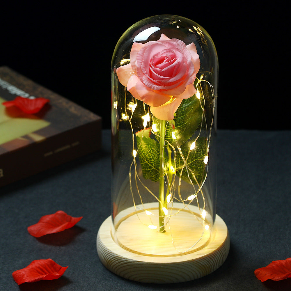 Glass Shade Rose Lamp