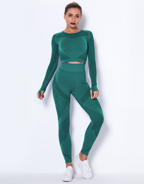 Load image into Gallery viewer, Seamless Knitted Absorbent Yoga Long-Sleeved Suit Yoga Wearsuit
