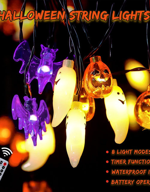 Load image into Gallery viewer, Colorful Lights String Halloween Decoration Spider Bat Ghost
