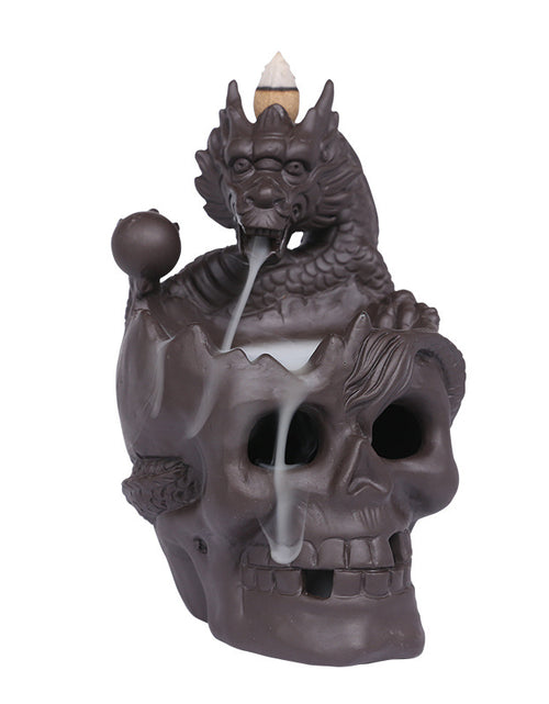 Load image into Gallery viewer, Skull Head Halloween Home Decoration Backflow Incense Burner
