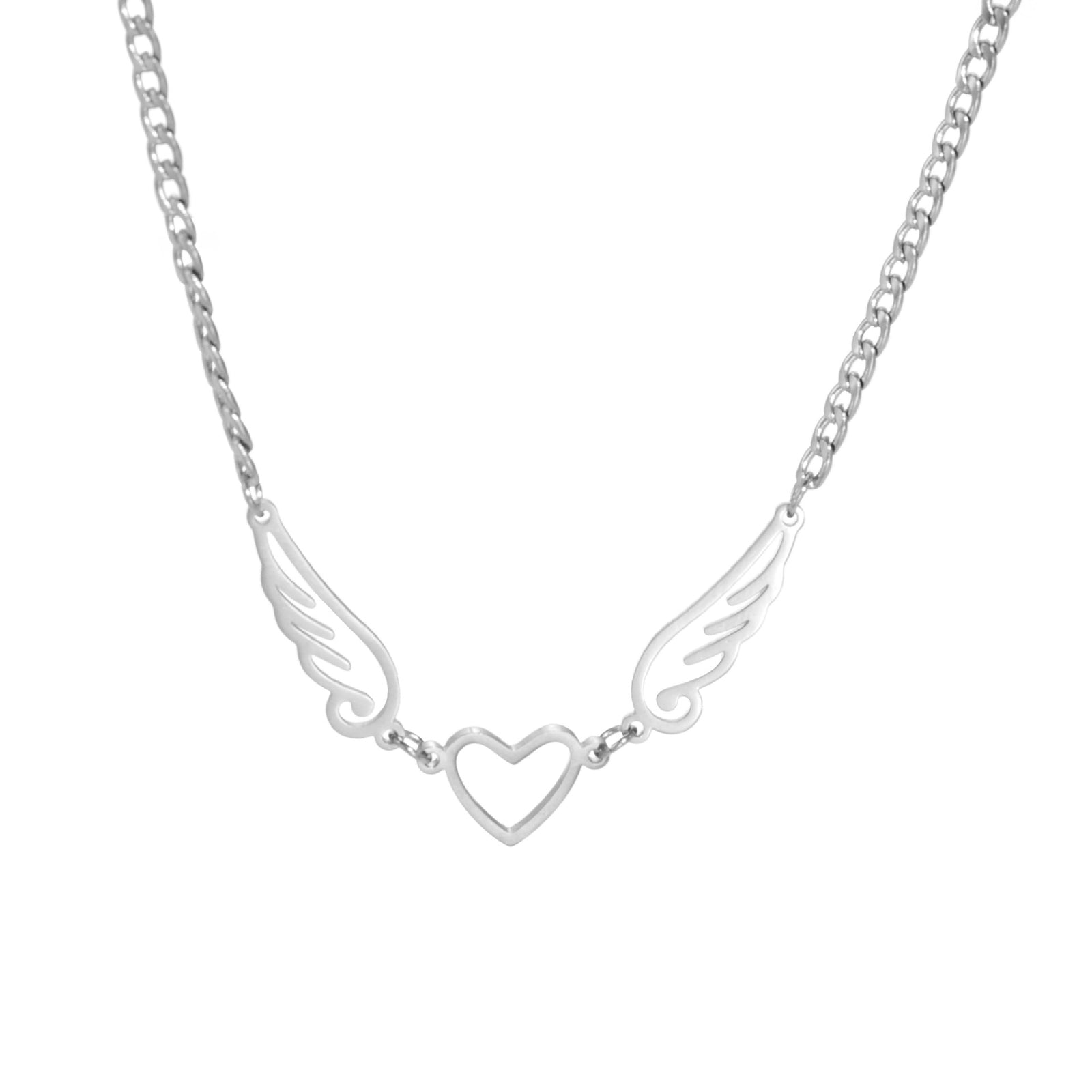 Hollow Heart Angel Wing Necklace