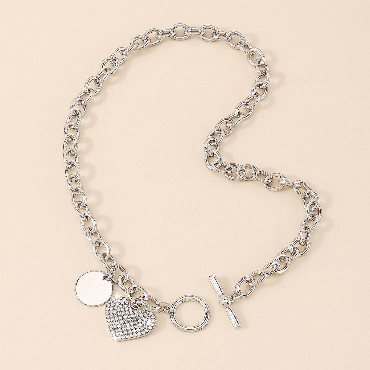 Women's Round Heart Shape With Imitation Diamond Necklace