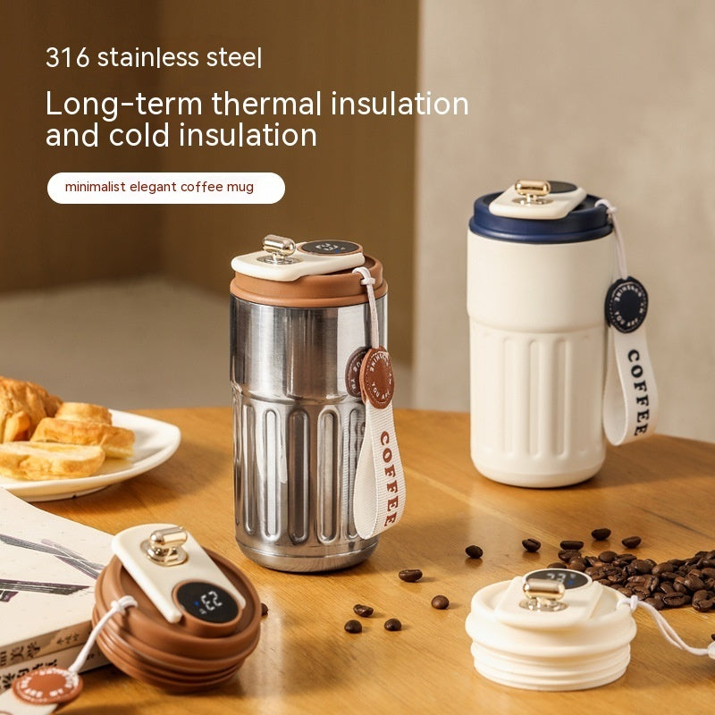 Coffee Thermos with Temperature Display, 450ml Temperature Display Water Bottle, Smart Thermal Coffee Mug with LED Temperature Display, Portable Vacuum Insulated Travel Mug for Home Travel