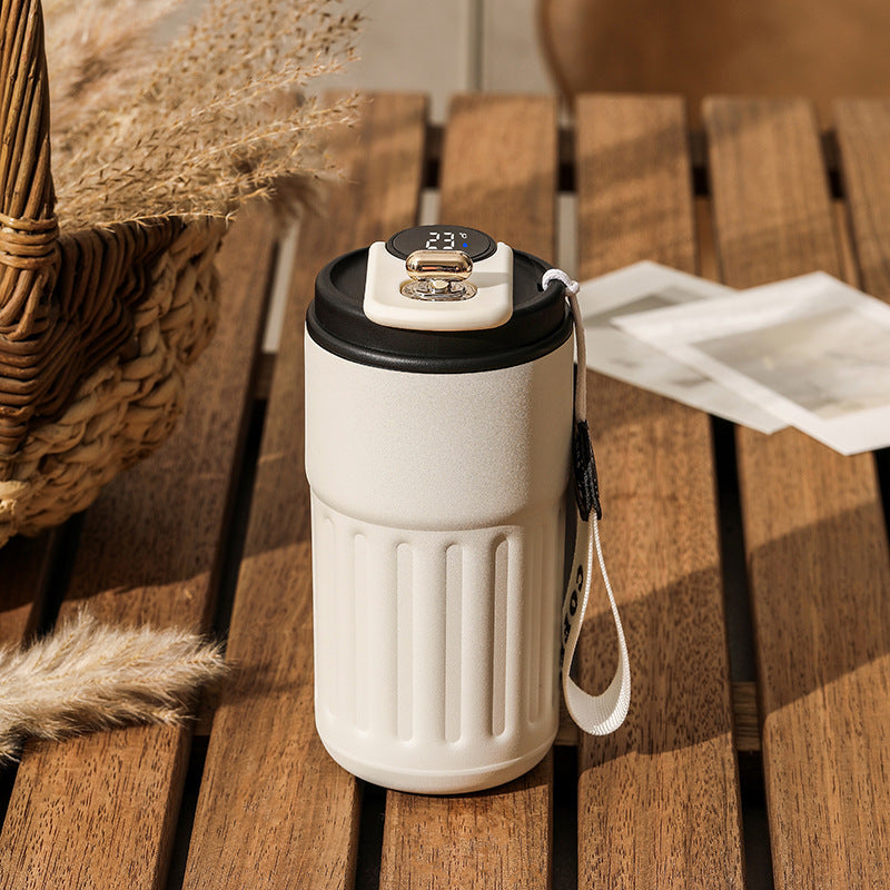 Coffee Thermos with Temperature Display, 450ml Temperature Display Water Bottle, Smart Thermal Coffee Mug with LED Temperature Display, Portable Vacuum Insulated Travel Mug for Home Travel