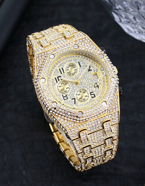 Load image into Gallery viewer, Full Diamond Three-Eye Timing Sports Quartz Men&#39;s Watch
