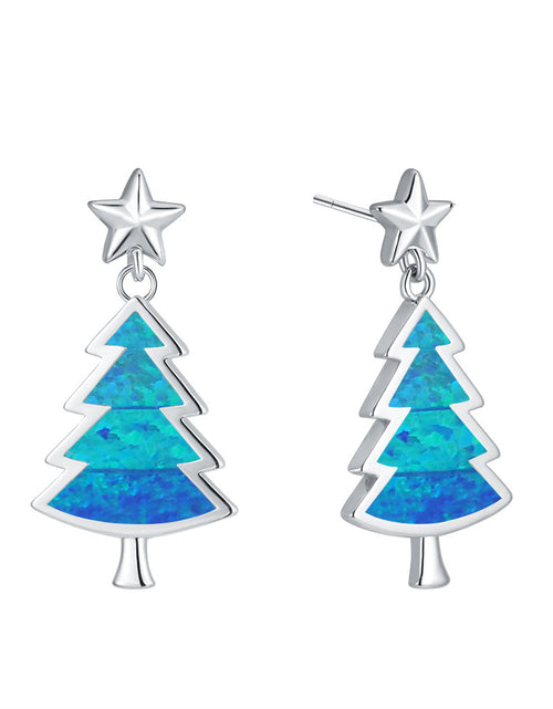 Load image into Gallery viewer, Christmas Tree Pentagram Earrings
