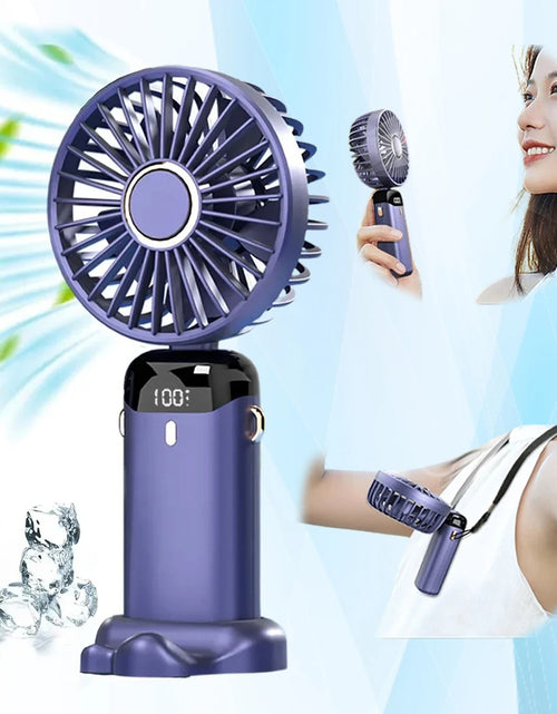 Load image into Gallery viewer, Handheld Electric Fan Foldable Neck Hanging Outdoor Fan Adjustable 5 Speed Powerful Air Cooler USB Rechargeable
