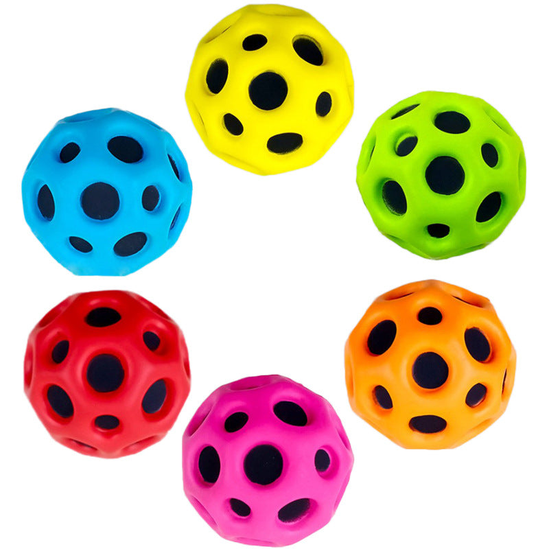 Soft Bouncy Ball Anti-fall Moon Shape Porous Bouncy Ball Kids Indoor Outdoor Toy Ergonomic Design