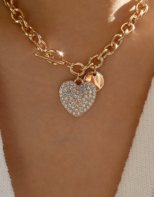 Load image into Gallery viewer, Women&#39;s Round Heart Shape With Imitation Diamond Necklace
