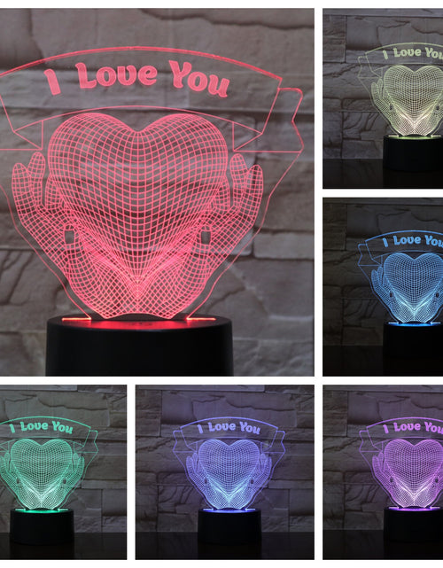 Load image into Gallery viewer, Valentines Day Gift Hands Holding Love 3D Night Light
