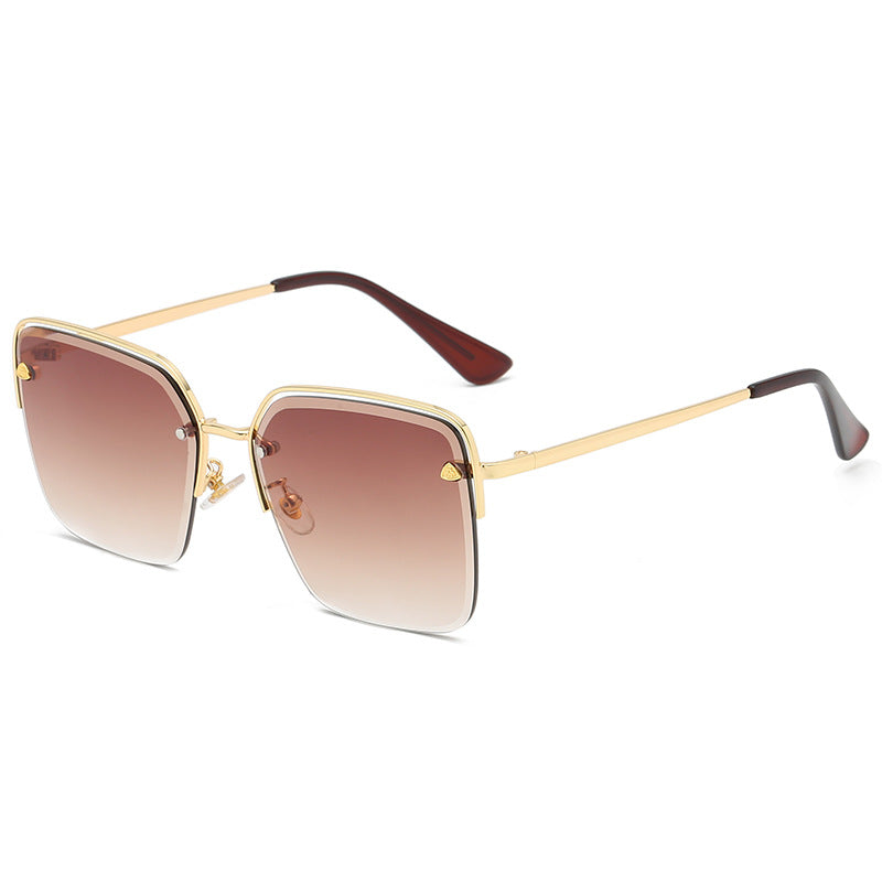 Personality Trend Sunglasses Summer Half Metal Frame Two-Colour Gradient PC Lens Fashion Glasses