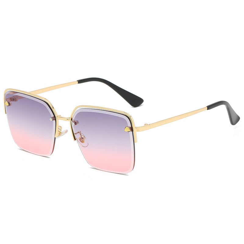 Personality Trend Sunglasses Summer Half Metal Frame Two-Colour Gradient PC Lens Fashion Glasses