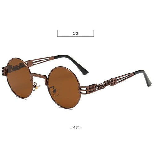 Load image into Gallery viewer, Gold Metal Fashion John Lennon Round Sunglasses Steampunk Sunglasses Mens Womens Retro Vintage Coating Mirrored Eyewear Shades
