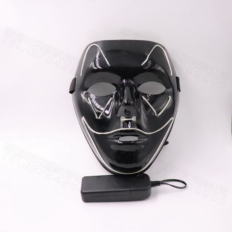 Halloween Black Shell Ice Blue Light Mask