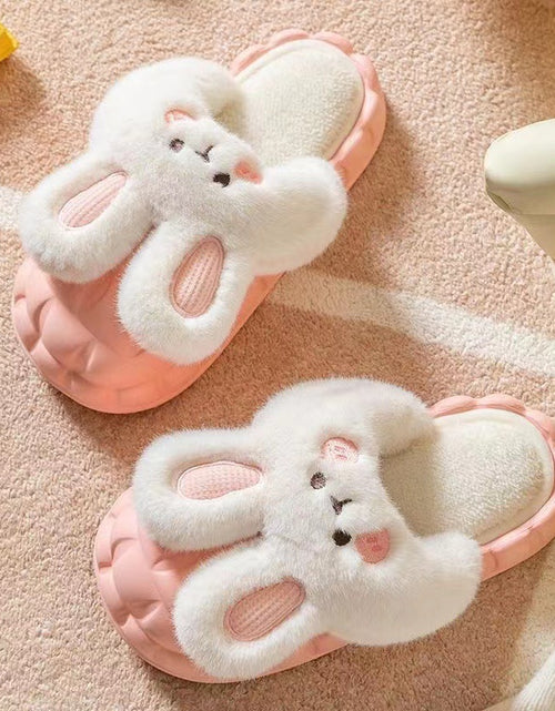 Load image into Gallery viewer, Cute Rabbit Shoes Winter Fuzzy Slippers Women Detachable Washable House Shoes
