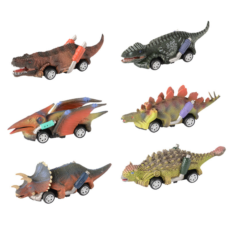 New Dinosaur Pullback Car Four-wheeled Dinosaur Model Car Small Racing Dinosaur Toys Children's Educational Toys