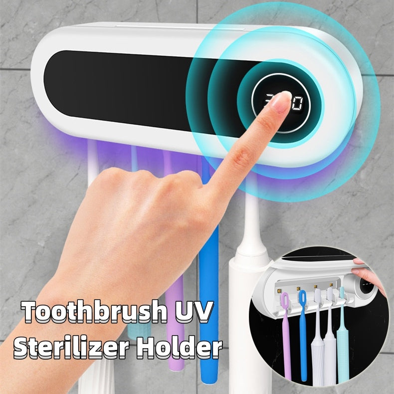 Wall Mounted Toothbrush Holder Smart Toothbrush UV Sterilizer Holder Toothpaste Dispenser