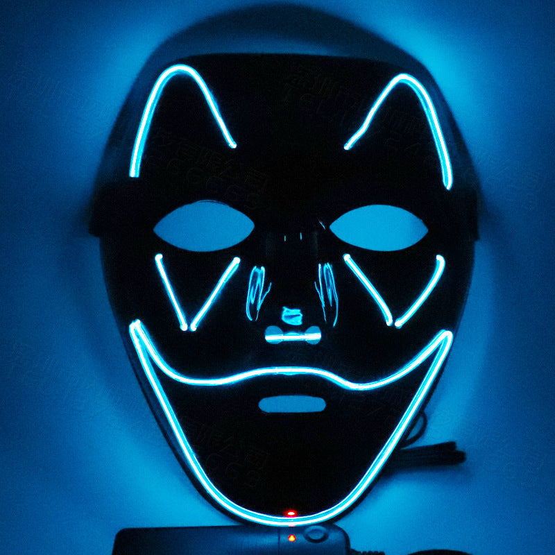 Halloween Black Shell Ice Blue Light Mask