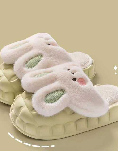 Load image into Gallery viewer, Cute Rabbit Shoes Winter Fuzzy Slippers Women Detachable Washable House Shoes
