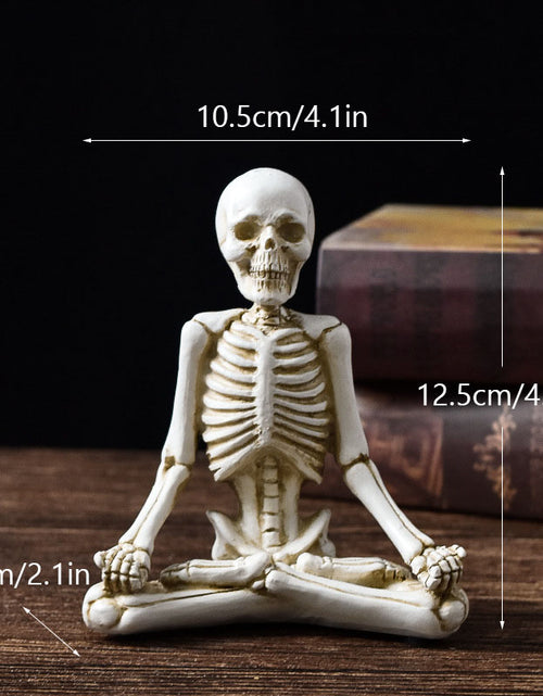 Load image into Gallery viewer, Halloween Horror Desktop Decoration Resin Ornaments Feature Modeling Yoga Skull Skeleton
