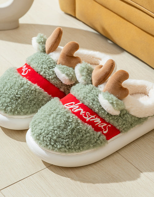 Load image into Gallery viewer, Christmas Shoes Winter Home Slippers Elk Soft Cozy Bedroom Slipper Slip On House Shoes
