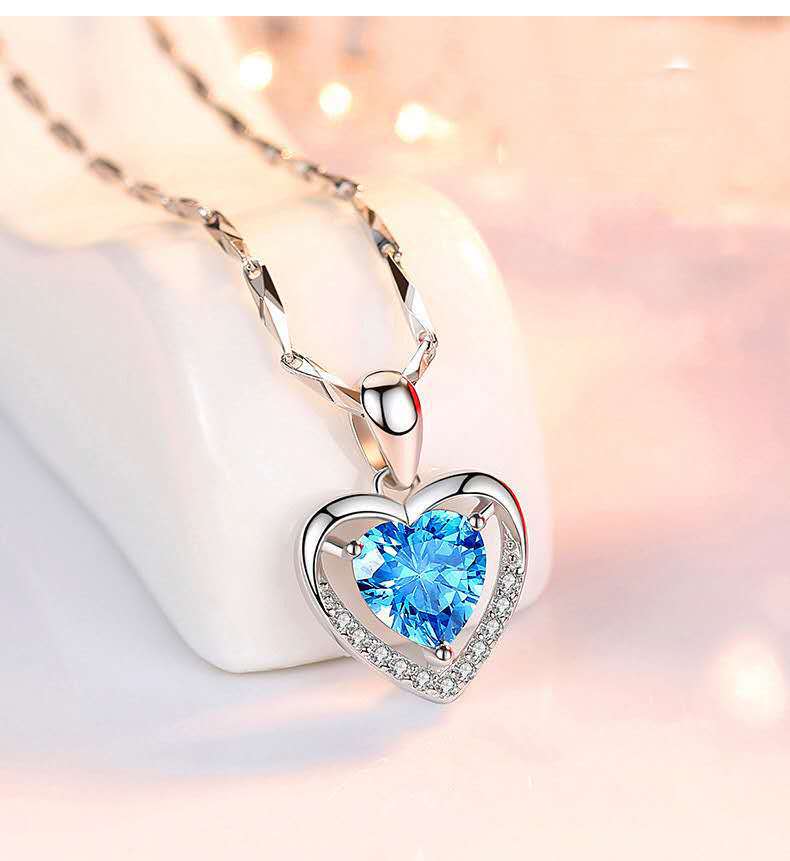 925 Heart-shaped Rhinestones Necklace Luxury Personalised Necklace For Women Jewellery Valentine's Day Gift