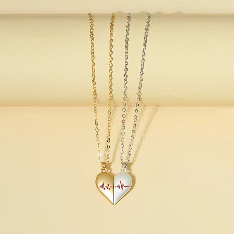 Heartbeat Magnetic Heart Necklace Love Couple Jewellery