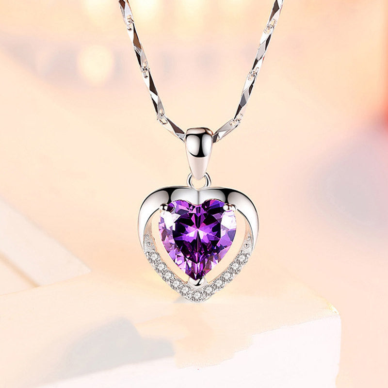 925 Heart-shaped Rhinestones Necklace Luxury Personalised Necklace For Women Jewellery Valentine's Day Gift